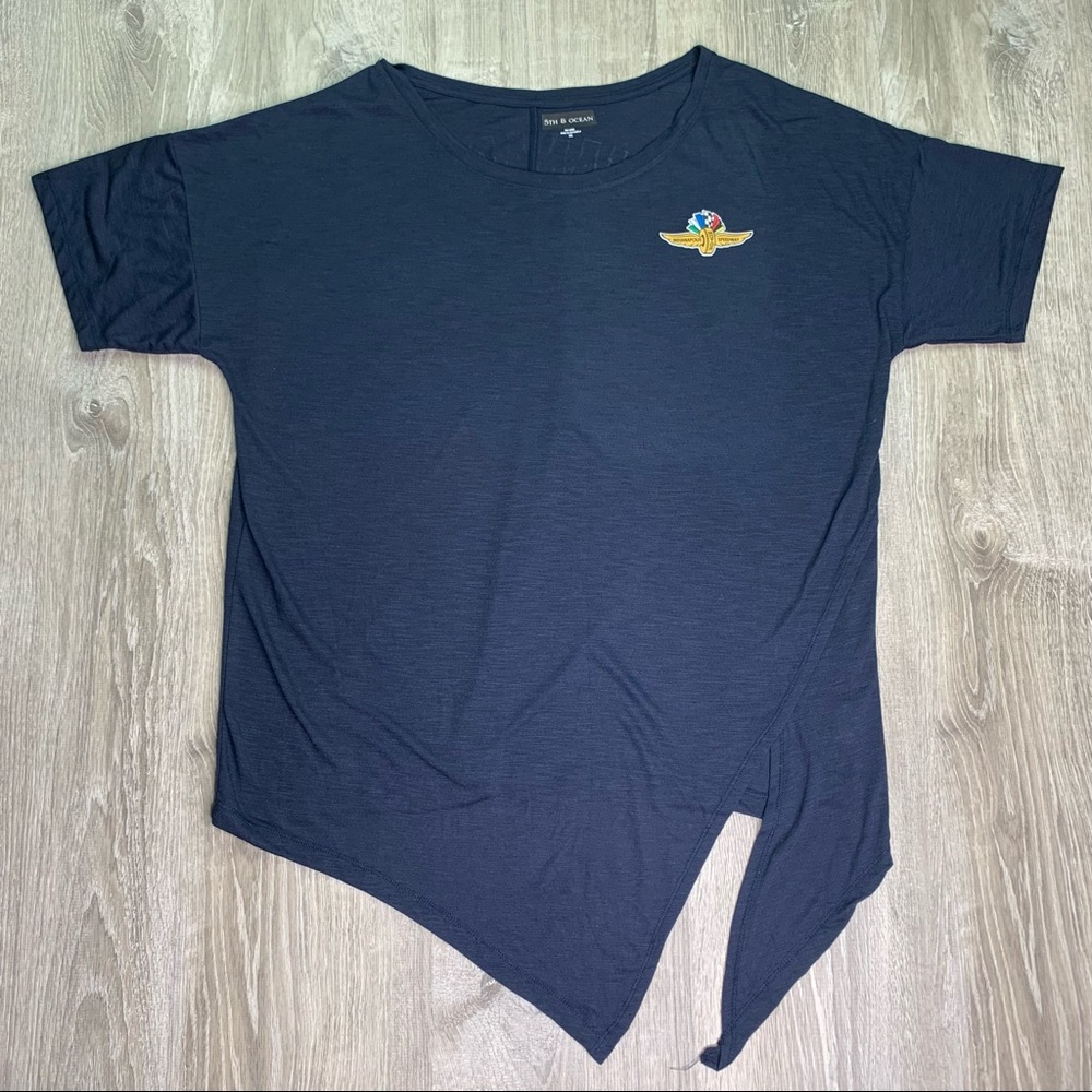 Indianapolis Speedway 5th & Ocean Womens Tie Front Shirt Blue Size 2XL/X…